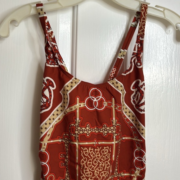 EUC HERMES women’s one piece swimsuit in red and rust print size 38/us 6 - Picture 2 of 7